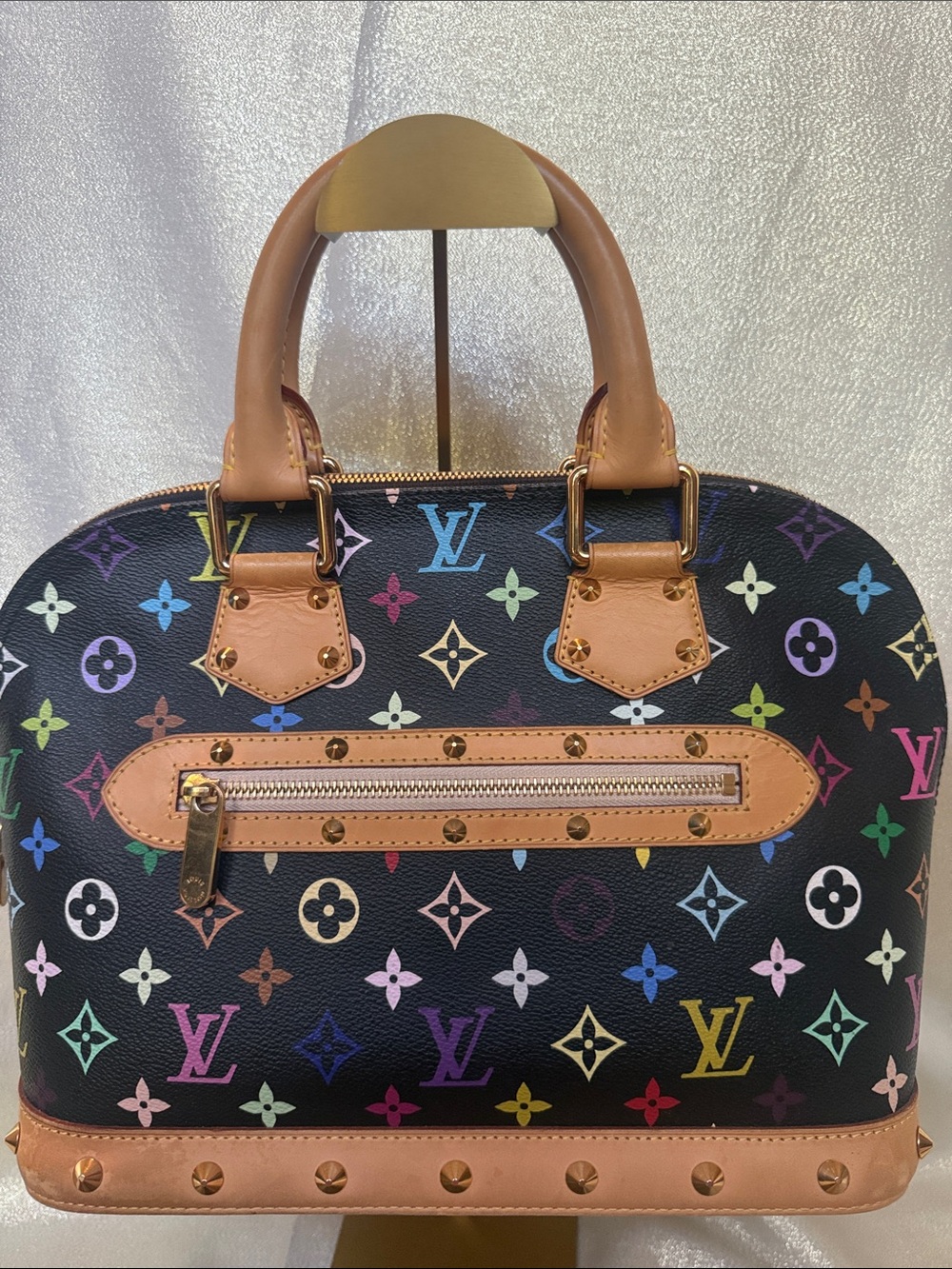 Louis Vuitton Black Multicolor Murakami Monogram Alma Satchel
